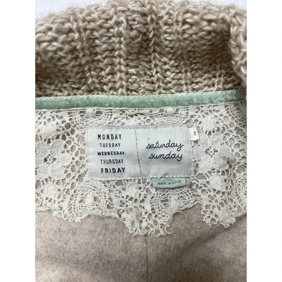 Anthropologie Saturday Sunday Women’s Size XS Beige Draped Cardigan Sweater - Picture 3 of 6